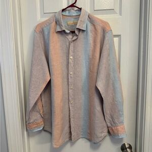Tommy Bahama Linen Shirt long sleeve pastel colors. Size Medium